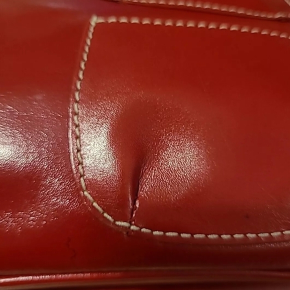 Hype Vintage Red Leather Double Strapped Accordion Style  Hand/Shoulder Bag EUC - Picture 16 of 16